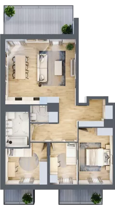 4 pokoje, mieszkanie 79,05 m², piętro 1, oferta nr G/35, Apartamenty Park Matecznego bud. F i G, Kraków, Podgórze, Mateczny, ul. Rydlówka / Nowoorawska