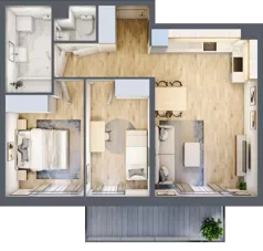 3 pokoje, mieszkanie 56,13 m², piętro 1, oferta nr M/5, Wille Biskupin etap 1.3, Wrocław, Biskupin-Sępolno-Dąbie-Bartoszowice, Śródmieście, ul. Braci Gierymskich