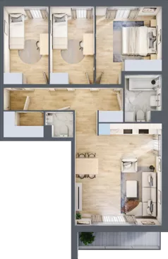 4 pokoje, mieszkanie 76,90 m², piętro 2, oferta nr M/7, Wille Biskupin etap 1.3, Wrocław, Biskupin-Sępolno-Dąbie-Bartoszowice, Śródmieście, ul. Braci Gierymskich