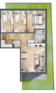 4 pokoje, mieszkanie 76,90 m², piętro 1, oferta nr M/4, Wille Biskupin etap 1.3, Wrocław, Biskupin-Sępolno-Dąbie-Bartoszowice, Śródmieście, ul. Braci Gierymskich