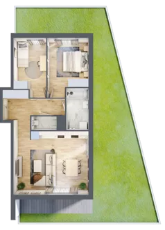 3 pokoje, mieszkanie 63,97 m², piętro 2, oferta nr O/9, Wille Biskupin etap 1.3, Wrocław, Biskupin-Sępolno-Dąbie-Bartoszowice, Śródmieście, ul. Braci Gierymskich