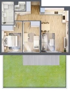 3 pokoje, mieszkanie 56,13 m², piętro 1, oferta nr M/5, Wille Biskupin etap 1.3, Wrocław, Biskupin-Sępolno-Dąbie-Bartoszowice, Śródmieście, ul. Braci Gierymskich
