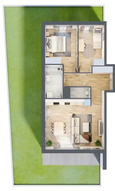 3 pokoje, mieszkanie 63,97 m², piętro 2, oferta nr O/9, Wille Biskupin etap 1.3, Wrocław, Biskupin-Sępolno-Dąbie-Bartoszowice, Śródmieście, ul. Braci Gierymskich