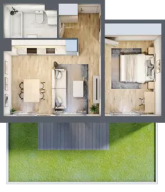 2 pokoje, mieszkanie 44,60 m², parter, oferta nr P/2, Wille Biskupin etap 1.3, Wrocław, Biskupin-Sępolno-Dąbie-Bartoszowice, Śródmieście, ul. Braci Gierymskich