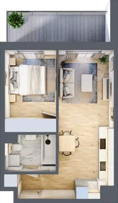 2 pokoje, mieszkanie 38,07 m², piętro 1, oferta nr A/6, Mokotów Sportowy 3, Warszawa, Mokotów, Augustówka, ul. Antoniewska