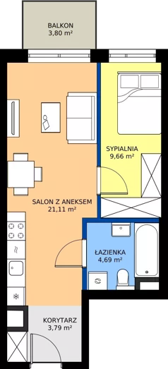 2 pokoje, mieszkanie 39,25 m², piętro 3, oferta nr A/20, Mokotów Sportowy 3, Warszawa, Mokotów, Augustówka, ul. Antoniewska