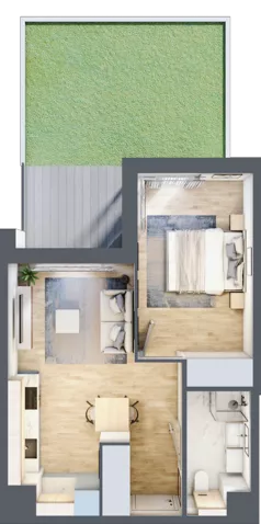 2 pokoje, mieszkanie 37,58 m², parter, oferta nr A/28, Osiedle Urbino 5, Warszawa, Włochy, Raków, ul. Równoległa