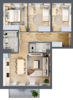 4 pokoje, mieszkanie 68,66 m², piętro 1, oferta nr B2/13, Osiedle Arkadia, Wrocław, Polanowice-Poświętne-Ligota, Poświętne, ul. Ramiszowska 6