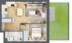 2 pokoje, mieszkanie 39,06 m², piętro 2, oferta nr B2/28, Osiedle Arkadia, Wrocław, Polanowice-Poświętne-Ligota, Poświętne, ul. Ramiszowska 6