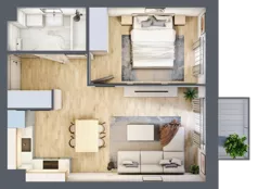 2 pokoje, mieszkanie 39,92 m², piętro 1, oferta nr B2/18, Osiedle Arkadia, Wrocław, Polanowice-Poświętne-Ligota, Poświętne, ul. Ramiszowska 6