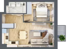 2 pokoje, mieszkanie 39,06 m², piętro 2, oferta nr B2/28, Osiedle Arkadia, Wrocław, Polanowice-Poświętne-Ligota, Poświętne, ul. Ramiszowska 6