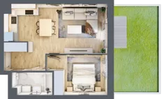 2 pokoje, mieszkanie 39,92 m², piętro 2, oferta nr B2/30, Osiedle Arkadia, Wrocław, Polanowice-Poświętne-Ligota, Poświętne, ul. Ramiszowska 6