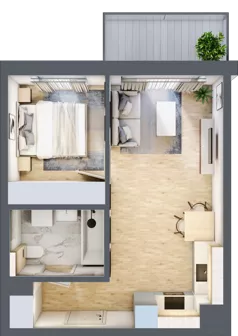 2 pokoje, mieszkanie 35,95 m², piętro 1, oferta nr A/47, Osiedle Myśliborska, Warszawa, Białołęka, Żerań, ul. Myśliborska / Ochorowicza