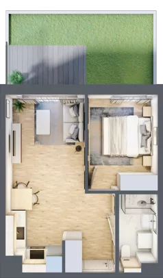 2 pokoje, mieszkanie 35,84 m², parter, oferta nr A/39, Osiedle Myśliborska, Warszawa, Białołęka, Żerań, ul. Myśliborska / Ochorowicza