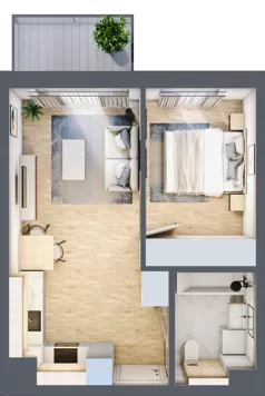 2 pokoje, mieszkanie 35,53 m², piętro 3, oferta nr A/106, Osiedle Myśliborska, Warszawa, Białołęka, Żerań, ul. Myśliborska / Ochorowicza