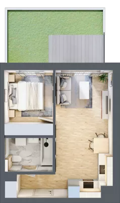 2 pokoje, mieszkanie 35,95 m², parter, oferta nr A/42, Osiedle Myśliborska, Warszawa, Białołęka, Żerań, ul. Myśliborska / Ochorowicza