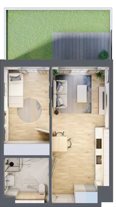 2 pokoje, mieszkanie 38,70 m², parter, oferta nr A/3, Osiedle Myśliborska, Warszawa, Białołęka, Żerań, ul. Myśliborska / Ochorowicza