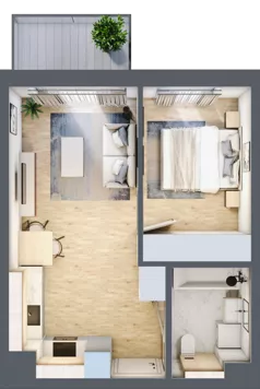 2 pokoje, mieszkanie 35,53 m², piętro 1, oferta nr A/94, Osiedle Myśliborska, Warszawa, Białołęka, Żerań, ul. Myśliborska / Ochorowicza