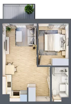 2 pokoje, mieszkanie 35,84 m², piętro 1, oferta nr A/44, Osiedle Myśliborska, Warszawa, Białołęka, Żerań, ul. Myśliborska / Ochorowicza