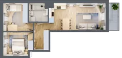 3 pokoje, mieszkanie 54,73 m², piętro 3, oferta nr B/12, Osiedle Myśliborska, Warszawa, Białołęka, Żerań, ul. Myśliborska / Ochorowicza