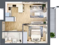 2 pokoje, mieszkanie 40,28 m², piętro 3, oferta nr A/29, Osiedle przy Wielickiej, Kraków, Bieżanów-Prokocim, ul. Marii Orwid / Wielicka