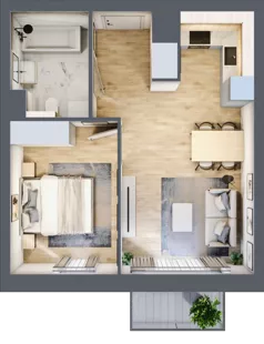 2 pokoje, mieszkanie 40,26 m², piętro 2, oferta nr A/76, Osiedle przy Wielickiej, Kraków, Bieżanów-Prokocim, ul. Marii Orwid / Wielicka