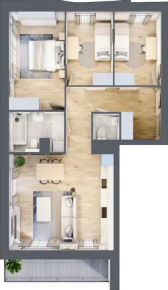 4 pokoje, mieszkanie 74,76 m², piętro 3, oferta nr A/82, Osiedle przy Wielickiej, Kraków, Bieżanów-Prokocim, ul. Marii Orwid / Wielicka