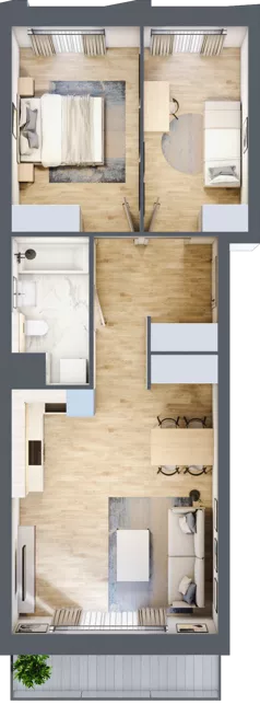 3 pokoje, mieszkanie 61,62 m², piętro 1, oferta nr A/99, Osiedle przy Wielickiej, Kraków, Bieżanów-Prokocim, ul. Marii Orwid / Wielicka