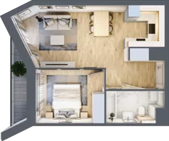 2 pokoje, mieszkanie 42,71 m², piętro 1, oferta nr A/8, Osiedle przy Wielickiej, Kraków, Bieżanów-Prokocim, ul. Marii Orwid / Wielicka