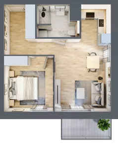 2 pokoje, mieszkanie 43,35 m², piętro 2, oferta nr A/14, Osiedle przy Wielickiej, Kraków, Bieżanów-Prokocim, ul. Marii Orwid / Wielicka