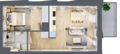 2 pokoje, mieszkanie 40,40 m², piętro 1, oferta nr A/95, Osiedle przy Wielickiej, Kraków, Bieżanów-Prokocim, ul. Marii Orwid / Wielicka