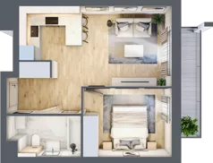 2 pokoje, mieszkanie 40,28 m², piętro 5, oferta nr A/53, Osiedle przy Wielickiej, Kraków, Bieżanów-Prokocim, ul. Marii Orwid / Wielicka