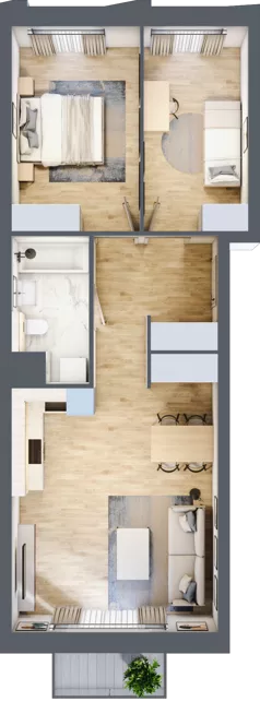 3 pokoje, mieszkanie 61,87 m², piętro 2, oferta nr A/104, Osiedle przy Wielickiej, Kraków, Bieżanów-Prokocim, ul. Marii Orwid / Wielicka