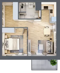 2 pokoje, mieszkanie 44,08 m², piętro 3, oferta nr A/26, Osiedle przy Wielickiej, Kraków, Bieżanów-Prokocim, ul. Marii Orwid / Wielicka
