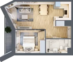 2 pokoje, mieszkanie 42,98 m², piętro 2, oferta nr A/21, Osiedle przy Wielickiej, Kraków, Bieżanów-Prokocim, ul. Marii Orwid / Wielicka