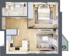 2 pokoje, mieszkanie 39,89 m², piętro 2, oferta nr A/16, Osiedle przy Wielickiej, Kraków, Bieżanów-Prokocim, ul. Marii Orwid / Wielicka