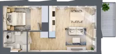 2 pokoje, mieszkanie 41,20 m², piętro 3, oferta nr A/105, Osiedle przy Wielickiej, Kraków, Bieżanów-Prokocim, ul. Marii Orwid / Wielicka