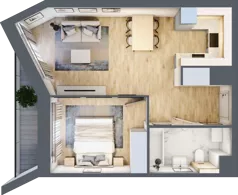 2 pokoje, mieszkanie 42,97 m², piętro 2, oferta nr A/22, Osiedle przy Wielickiej, Kraków, Bieżanów-Prokocim, ul. Marii Orwid / Wielicka
