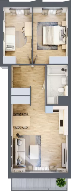 3 pokoje, mieszkanie 62,72 m², piętro 6, oferta nr A/91, Osiedle przy Wielickiej, Kraków, Bieżanów-Prokocim, ul. Marii Orwid / Wielicka