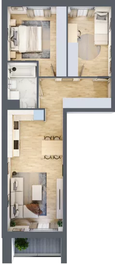 3 pokoje, mieszkanie 59,03 m², piętro 2, oferta nr A/106, Osiedle Międzyleska 3, Wrocław, Tarnogaj, Krzyki, ul. Międzyleska