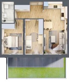 3 pokoje, mieszkanie 57,94 m², parter, oferta nr A/98, Osiedle Międzyleska 3, Wrocław, Tarnogaj, Krzyki, ul. Międzyleska