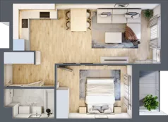 2 pokoje, mieszkanie 42,60 m², piętro 1, oferta nr A/14, Osiedle Międzyleska 3, Wrocław, Tarnogaj, Krzyki, ul. Międzyleska