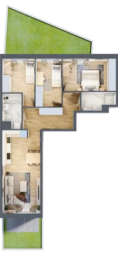 4 pokoje, mieszkanie 73,53 m², piętro 1, oferta nr A/73, Osiedle Międzyleska 3, Wrocław, Tarnogaj, Krzyki, ul. Międzyleska