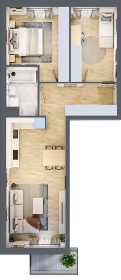 3 pokoje, mieszkanie 59,03 m², piętro 1, oferta nr A/102, Osiedle Międzyleska 3, Wrocław, Tarnogaj, Krzyki, ul. Międzyleska