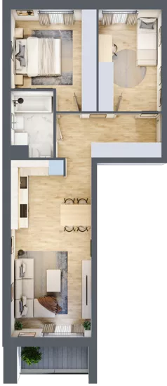 3 pokoje, mieszkanie 59,17 m², piętro 4, oferta nr A/114, Osiedle Międzyleska 3, Wrocław, Tarnogaj, Krzyki, ul. Międzyleska