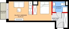 1 pokój, mieszkanie 28,53 m², piętro 1, oferta nr A/2, Apartamenty Grzybowska 11, Warszawa, Śródmieście, Śródmieście Północne, ul. Grzybowska 11