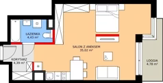 1 pokój, mieszkanie 43,84 m², piętro 3, oferta nr A/58, Apartamenty Grzybowska 11, Warszawa, Śródmieście, Śródmieście Północne, ul. Grzybowska 11
