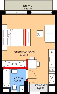 1 pokój, mieszkanie 33,60 m², piętro 6, oferta nr A/116, Apartamenty Grzybowska 11, Warszawa, Śródmieście, Śródmieście Północne, ul. Grzybowska 11