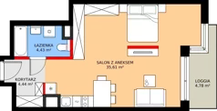1 pokój, mieszkanie 44,48 m², piętro 7, oferta nr A/150, Apartamenty Grzybowska 11, Warszawa, Śródmieście, Śródmieście Północne, ul. Grzybowska 11