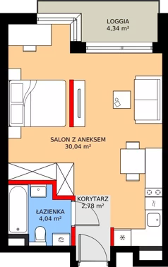 1 pokój, mieszkanie 36,86 m², piętro 3, oferta nr A/61, Apartamenty Grzybowska 11, Warszawa, Śródmieście, Śródmieście Północne, ul. Grzybowska 11